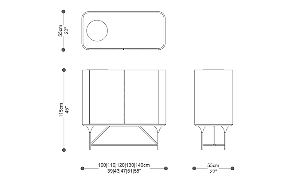 Image of the main dimensions of the product